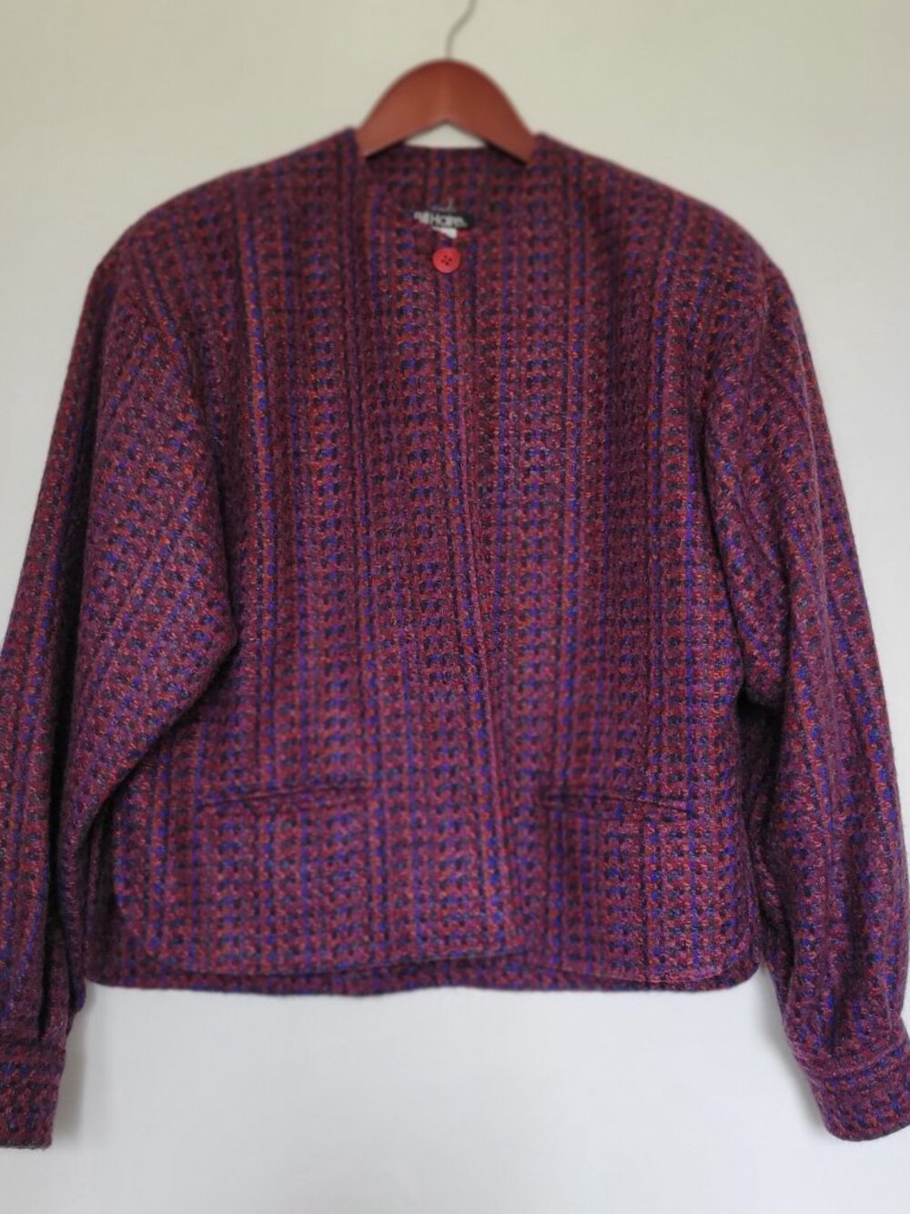 Vintage Bill Haire Ltd Mohair Wool Cardigan Jacket Women's Size 12 Purple Bouclé